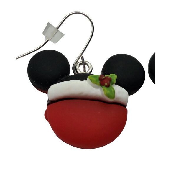 Mickey Mouse Christmas Bow Holiday Earrings - Picture 3 of 4